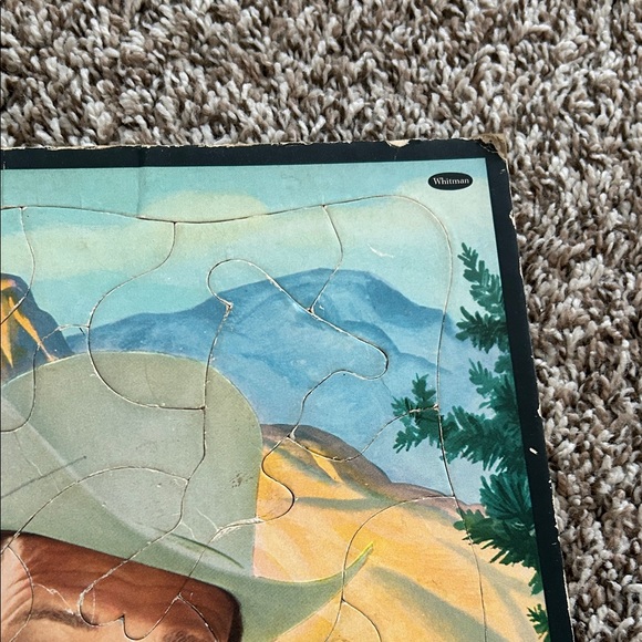 Roy Rogers Whitman 50s Picture Puzzle with Puppies - Green Plaid Cowboy - Picture 5 of 10